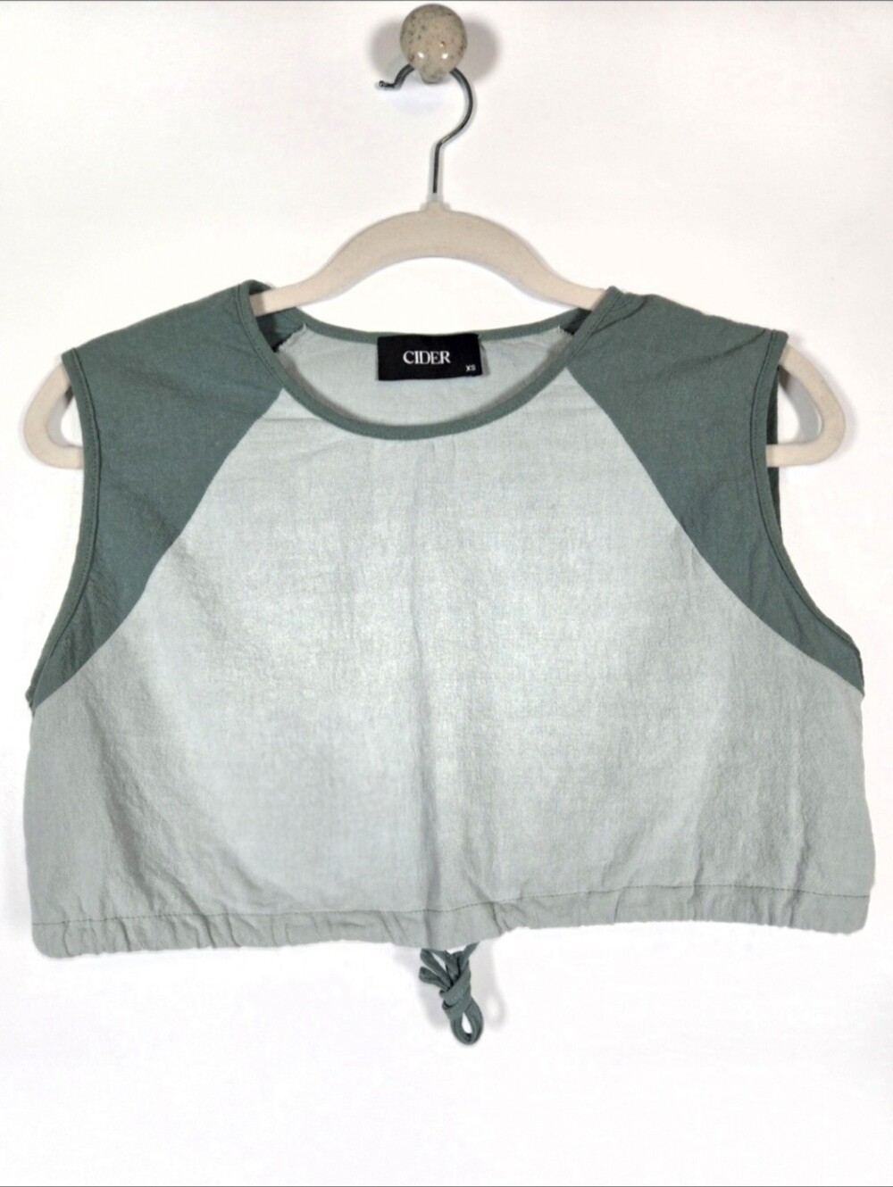 Cider Matcha Green Cotton Gauze Cinched Raglan Lightweight Crop Top Size XS